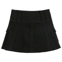 White Denim A-Line Low Waist Skirt  - Thumbnail 8