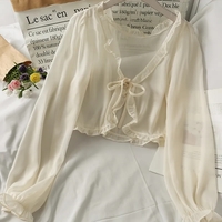 Thin Sheer Bow Long Sleeve Cardigan  - Thumbnail 2