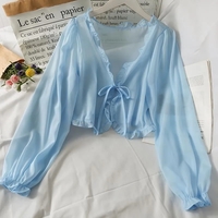 Thin Sheer Bow Long Sleeve Cardigan  - Thumbnail 5
