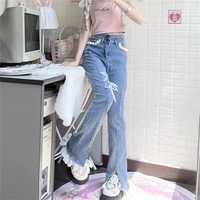 Sweet High Waist Lace Flare Jeans - Thumbnail 1