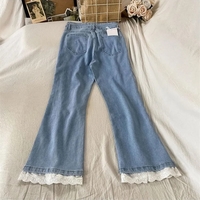 Sweet High Waist Lace Flare Jeans - Thumbnail 7