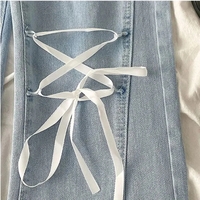 Sweet High Waist Lace Flare Jeans - Thumbnail 9