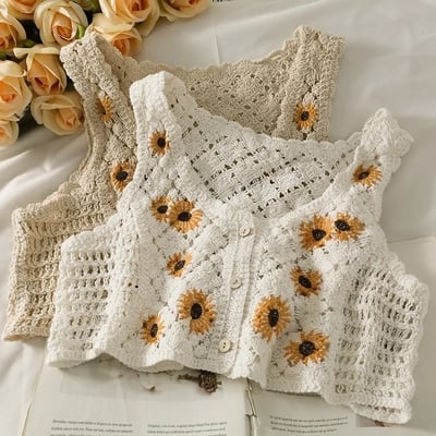 Sunflower knit crop top - Thumbnail 4