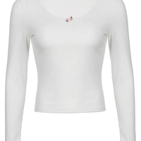 White Rose Ribbed Long Sleeve T-shirt  - Thumbnail 5