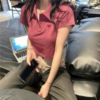 Pink Polo Short Sleeve Crop Top - Thumbnail 4