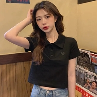 Pink Polo Short Sleeve Crop Top - Thumbnail 5