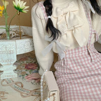 Pink Plaid High Waist Long Skirt - Thumbnail 6