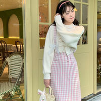 Pink Plaid High Waist Long Skirt - Thumbnail 7