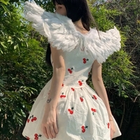 Cherry Print Spaghetti Strap Mini Dress - Thumbnail 2