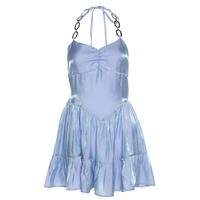 High Waist Holographic Reflective Chain Halter Dress - Thumbnail 6