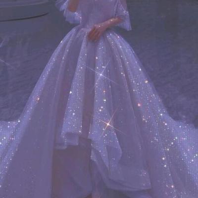 Sweetheart high low a-line sequin off shoulder prom dresses