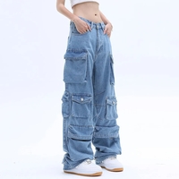 Blue Baggy Denim Jeans - Thumbnail 4