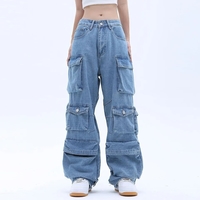 Blue Baggy Denim Jeans - Thumbnail 5
