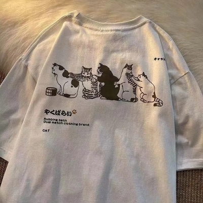 Oversized cat print short sleeve t-shirt  - Thumbnail 5