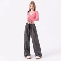 High Waist Wide Leg Cargo Pants - Thumbnail 1