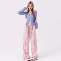 High Waist Wide Leg Cargo Pants - Thumbnail 2