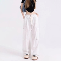 High Waist Wide Leg Cargo Pants - Thumbnail 4