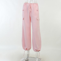 Pink Drawstring Low Waist Trousers - Thumbnail 6