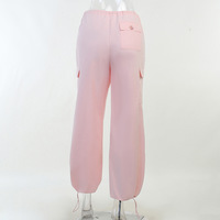 Pink Drawstring Low Waist Trousers - Thumbnail 8