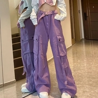 Purple Pocket High Waist Cargo Pants - Thumbnail 4