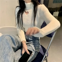 Heart Hollow Out Cropped Turtleneck Sweater  - Thumbnail 6