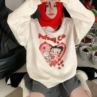 Lady Cartoon Print Sweatshirt  - Thumbnail 1