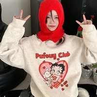 Lady Cartoon Print Sweatshirt  - Thumbnail 3