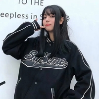 Black Oversized Baseball Jacket  - Thumbnail 1