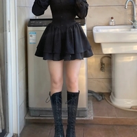 Black Vintage Long Sleeve Mini Dress - Thumbnail 2