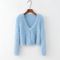 Soft Waxy Cropped Knit Cardigan Sweater Jacket - Thumbnail 5