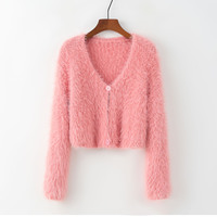 Soft Waxy Cropped Knit Cardigan Sweater Jacket - Thumbnail 9