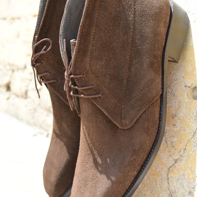 Handmade men's specially designed for weddings cowboy look brownish chukka boot