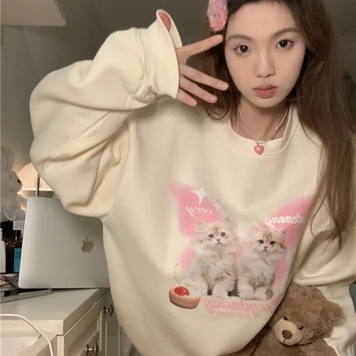 Cat print long sleeve sweatshirt  - Thumbnail 5
