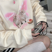Cat Print Long Sleeve Sweatshirt  - Thumbnail 6