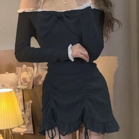 Ruffle Lace Wrap Bodycon Dress - Thumbnail 3