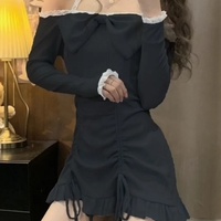 Ruffle Lace Wrap Bodycon Dress - Thumbnail 5