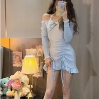 Ruffle Lace Wrap Bodycon Dress - Thumbnail 6