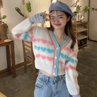 Heart Knit Cardigan Sweater - Thumbnail 1