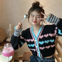 Heart Knit Cardigan Sweater - Thumbnail 4