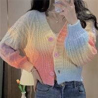 Rainbow V Neck Sweater - Thumbnail 5