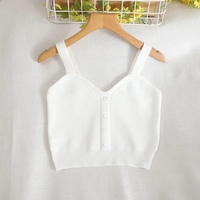 Heart Button V Neck Tank Top - Thumbnail 1