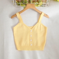 Heart Button V Neck Tank Top - Thumbnail 4