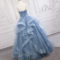 Blue Tulle Long Prom Dress Blue Evening Gown,1513 - Thumbnail 1