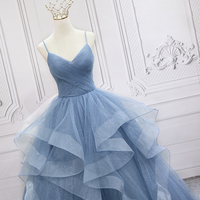 Blue Tulle Long Prom Dress Blue Evening Gown,1513 - Thumbnail 2