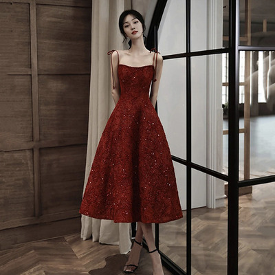 Burgundy seqins short prom dress homecoming dress,1518