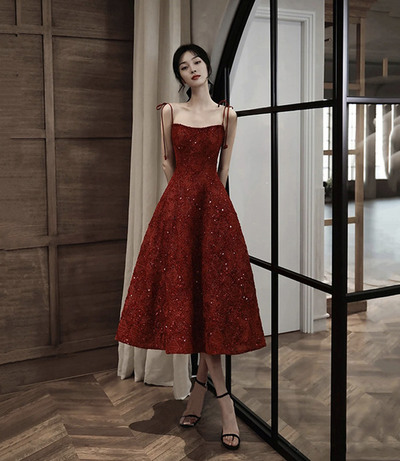 Burgundy seqins short prom dress homecoming dress,1518