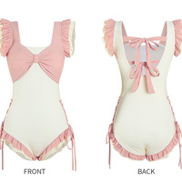 Sweet Pink White Ruffle One-piece Swimsuit - Thumbnail 7