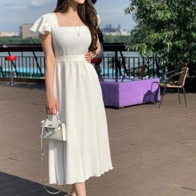 Fashion vintage ivory tea length party dresses