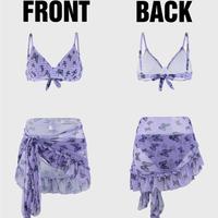 3pcs Butterfly Prints Swimsuit Bikini Set - Thumbnail 7