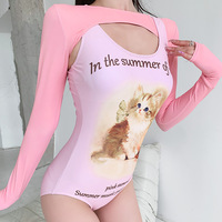 Cute Kitty Print One-piece Swimsuit - Thumbnail 2